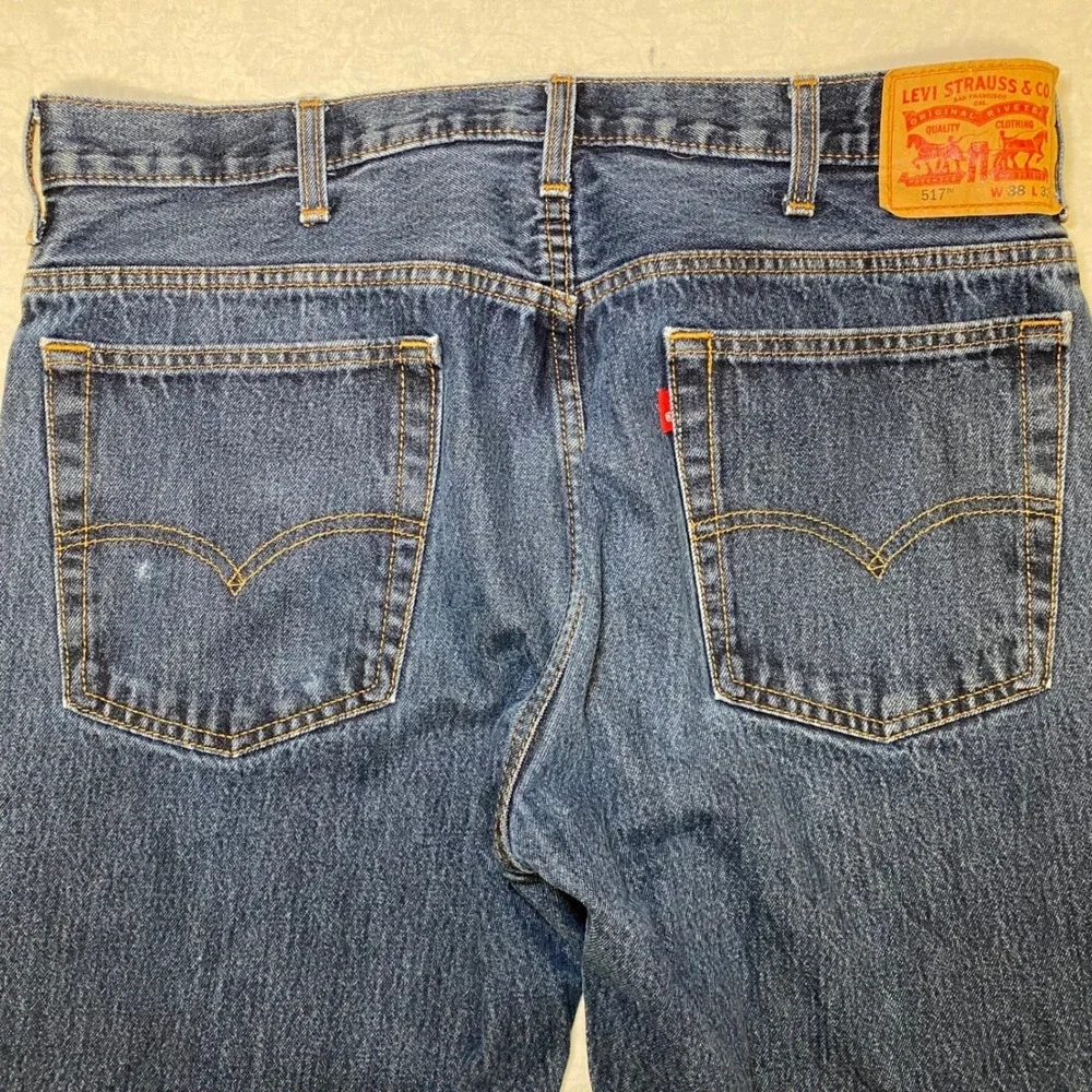 Levis 517 Bootcut Jeans Mens 38x32 Medium Wash Blue Denim Western 00517-0217